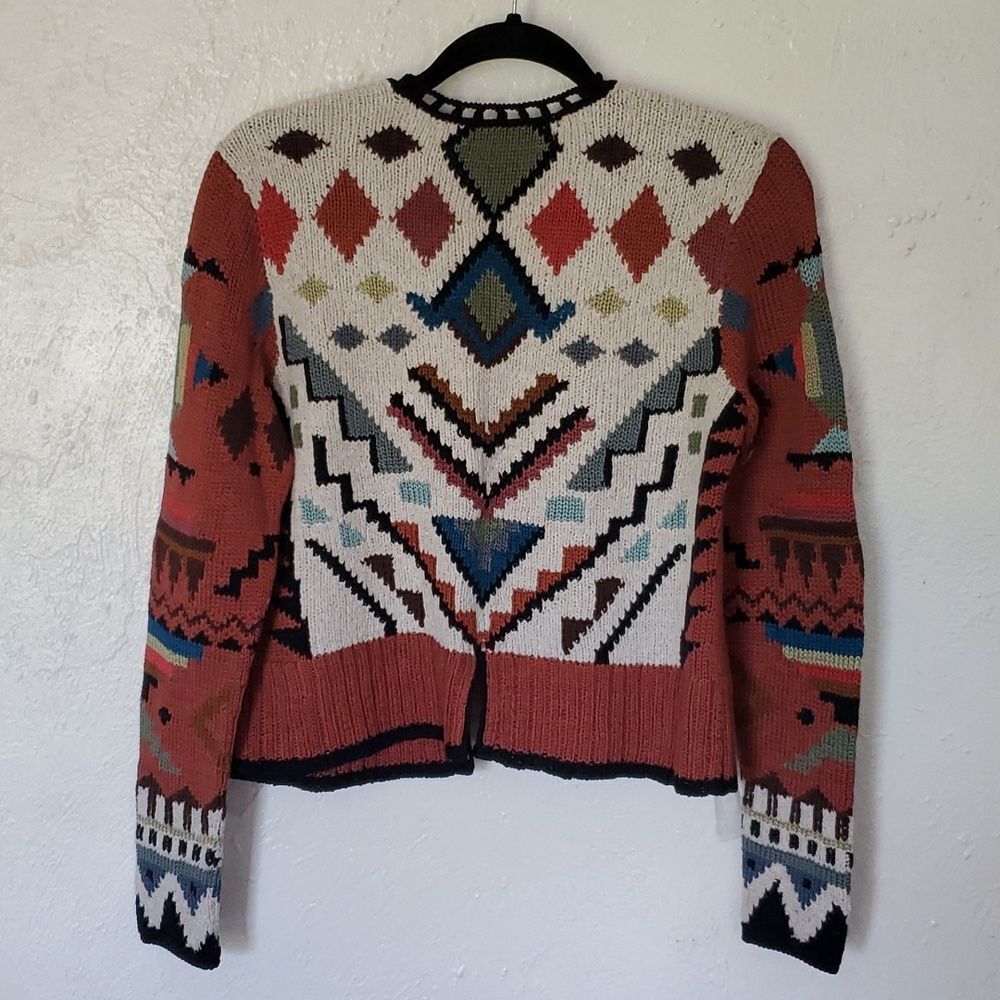 Peruvian Connection 100% Pima Cotton Colorful Southwest Style Shrug Sweater - Picture 8 of 16